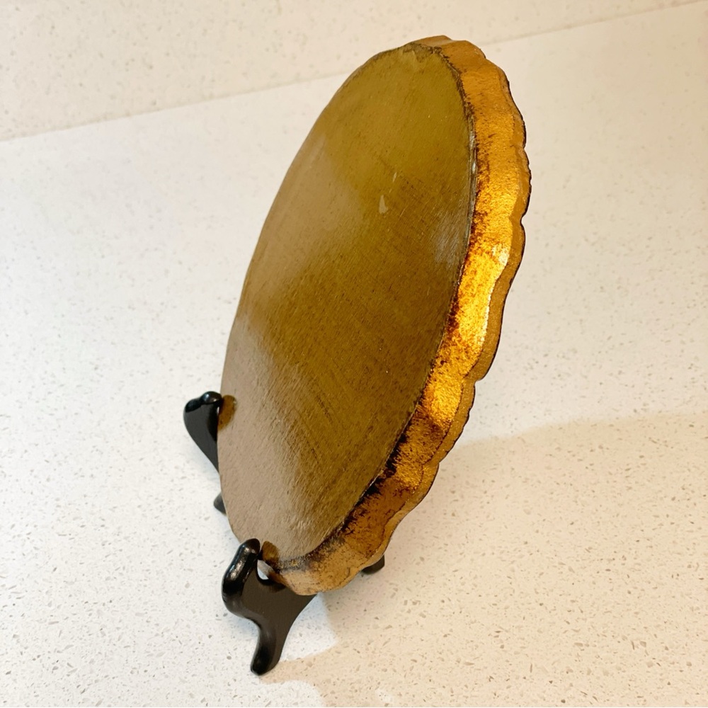 Vintage Florentine Gilt Tray with Madonna Decal 7.5” - Picture 9 of 10